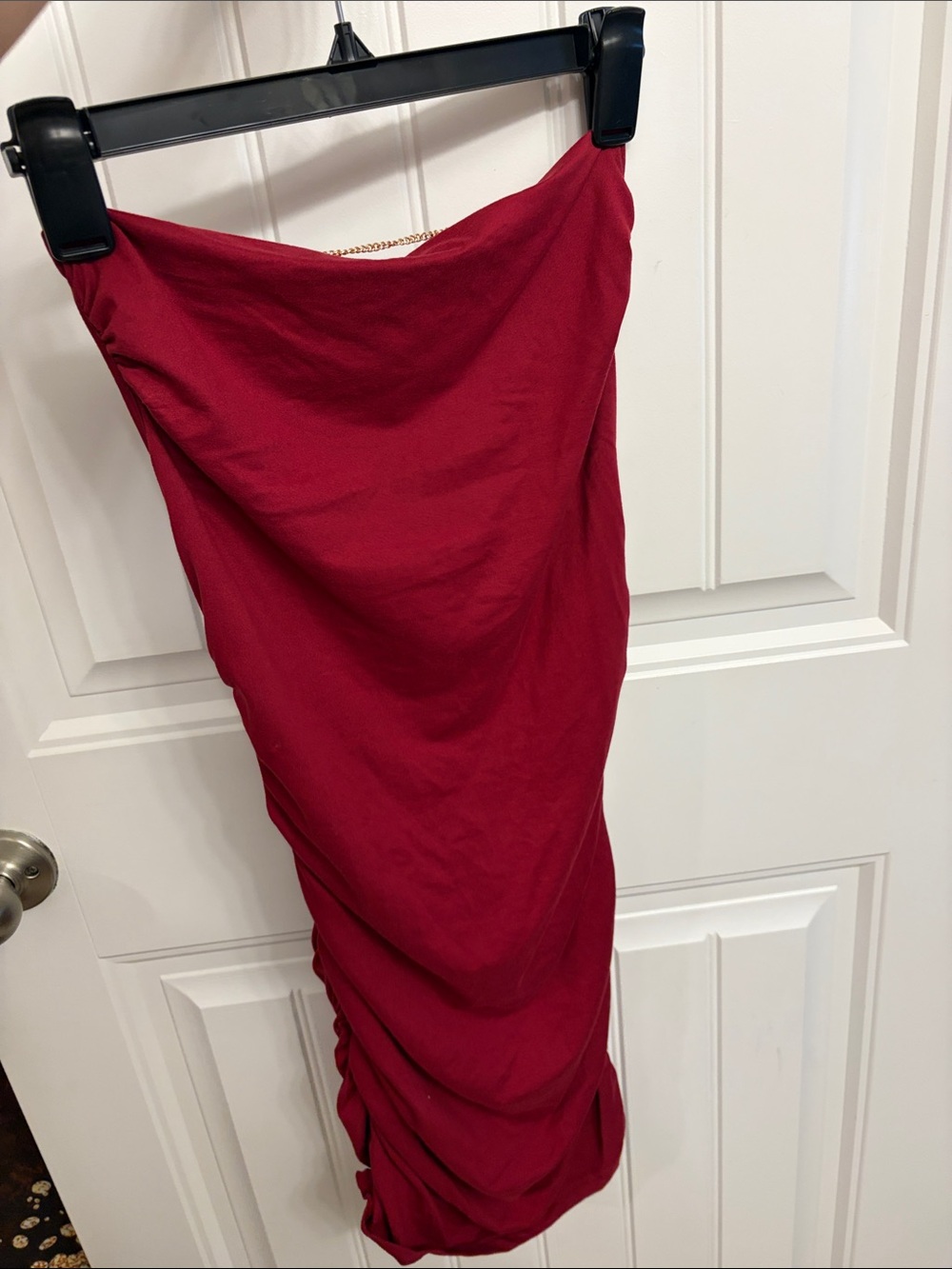 SHEIN Red Backless Ruched Dress